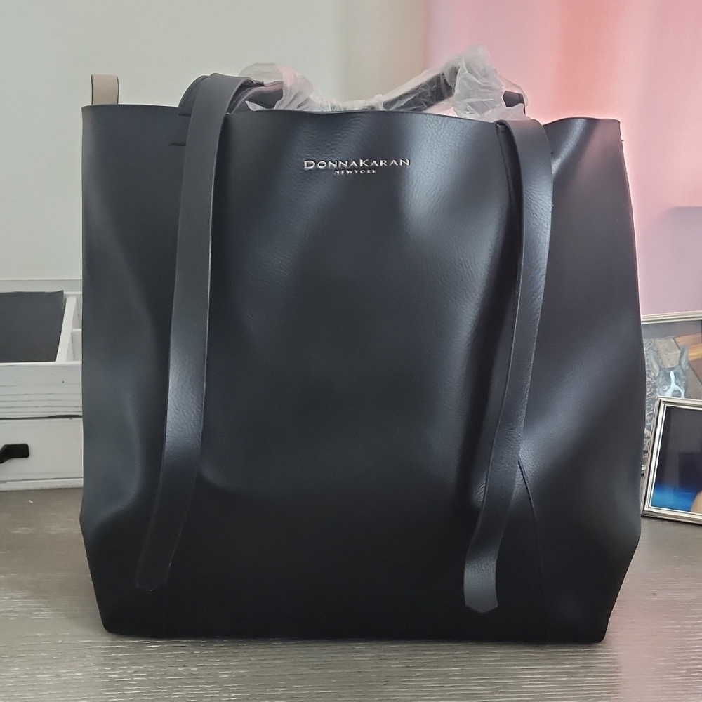 Donna Karan Midnight Black Leather Tote